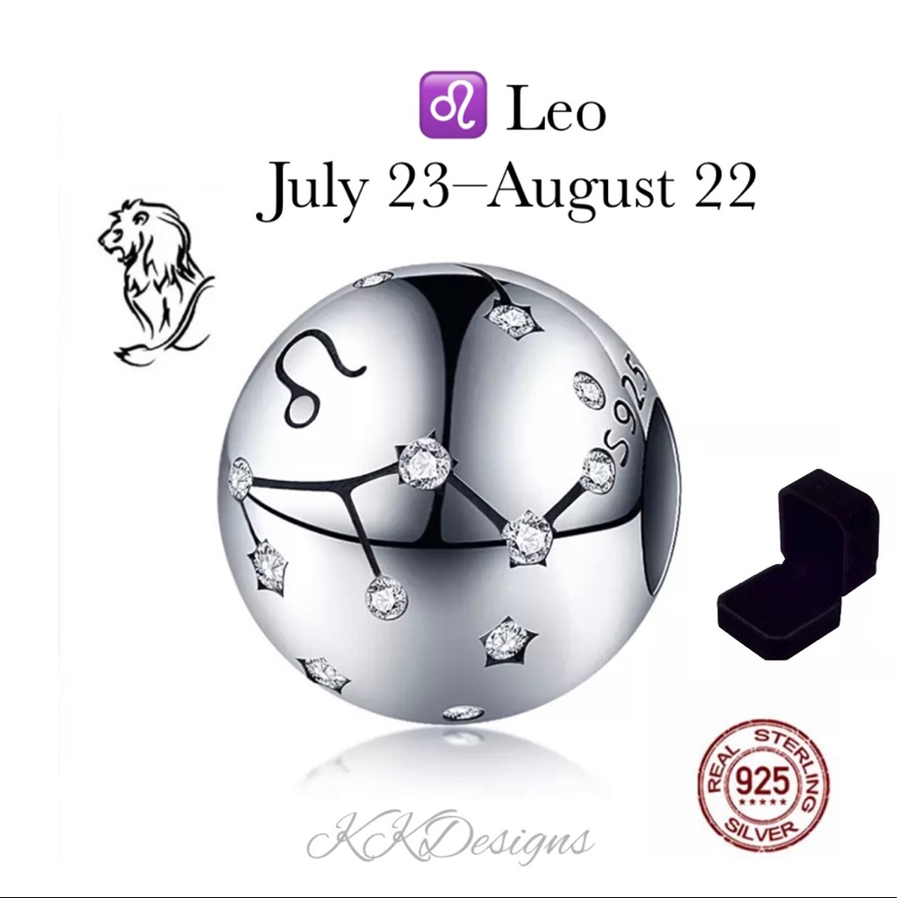 SOLD~ LEO  / Constellation Zodiac Sign / Charm -Pendant  / 925 Silver